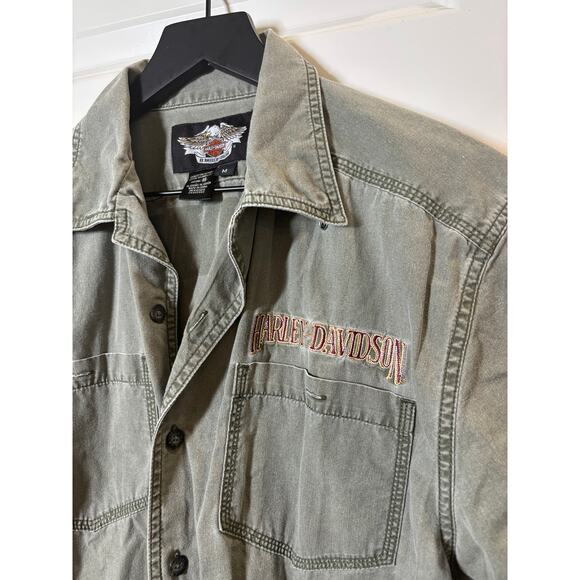Harley Davidson Button Up Sort Sleeve Size Medium - Picture 2 of 6